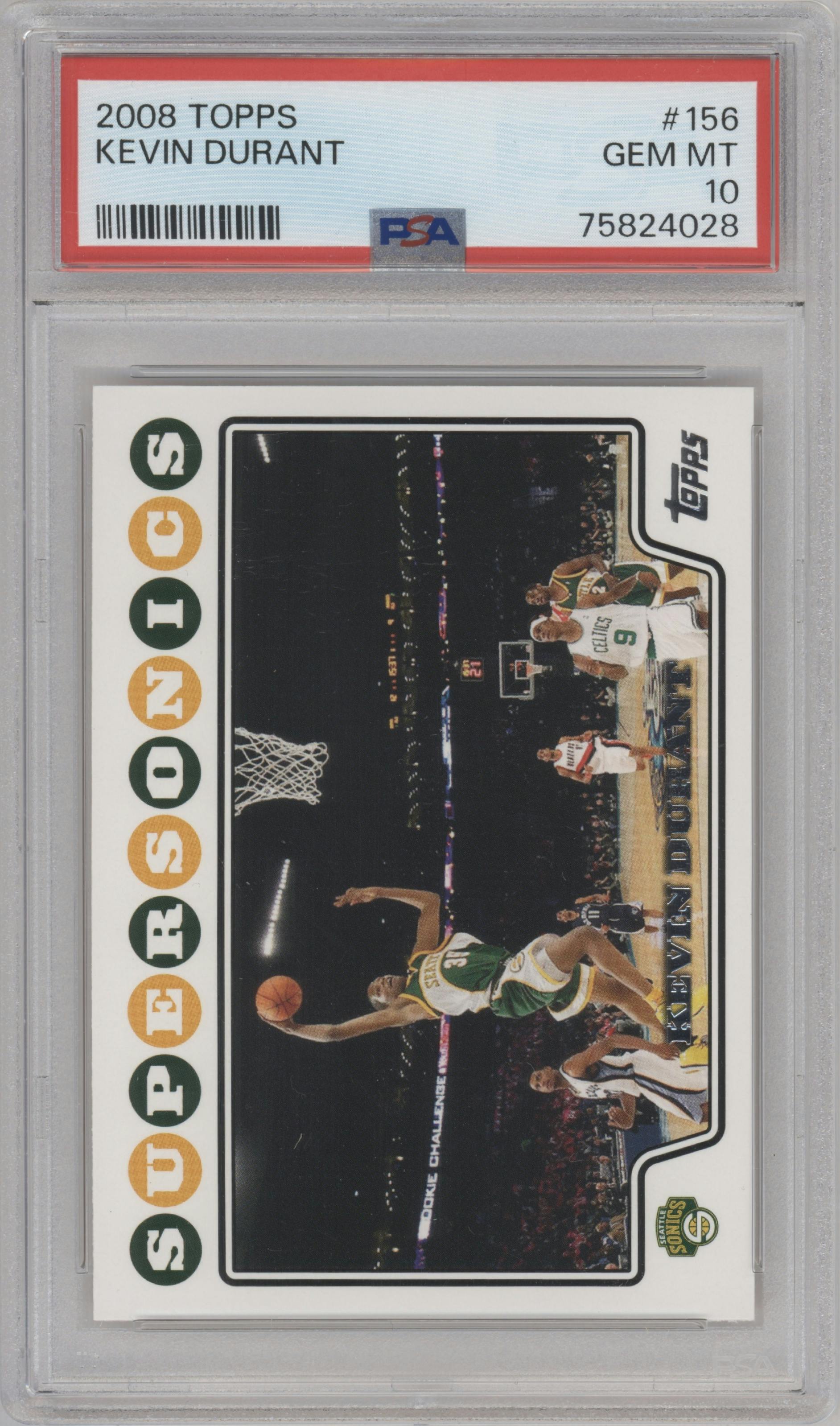 Kevin Durant from the 2008-09 Topps set graded by PSA and given an overall grade of 10.