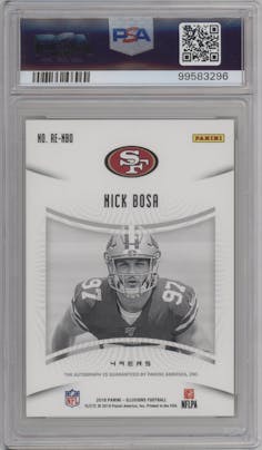 Nick Bosa from the 2019 Panini Illusions set graded by PSA and given an overall grade of 10.