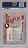 Ekans from the 1999 Pokemon set featuring a Spectra parallel graded by PSA and given an overall grade of 9.