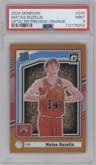 Matas Buzelis from the 2024-25 Panini Donruss set featuring a Orange parallel graded by PSA and given an overall grade of 9.