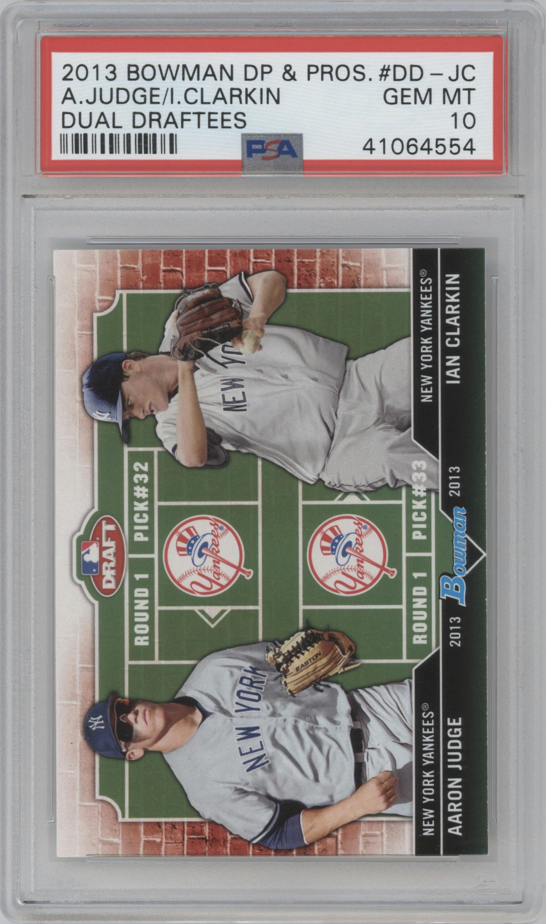 Aaron Judge/Ian Clarkin from the 2013 Bowman Draft Picks & Prospects set graded by PSA and given an overall grade of 10.