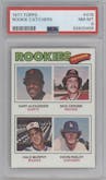 Gary Alexander/Rick Cerone/Dale Murphy/Kevin Pasley from the 1977 Topps set graded by PSA and given an overall grade of 8.