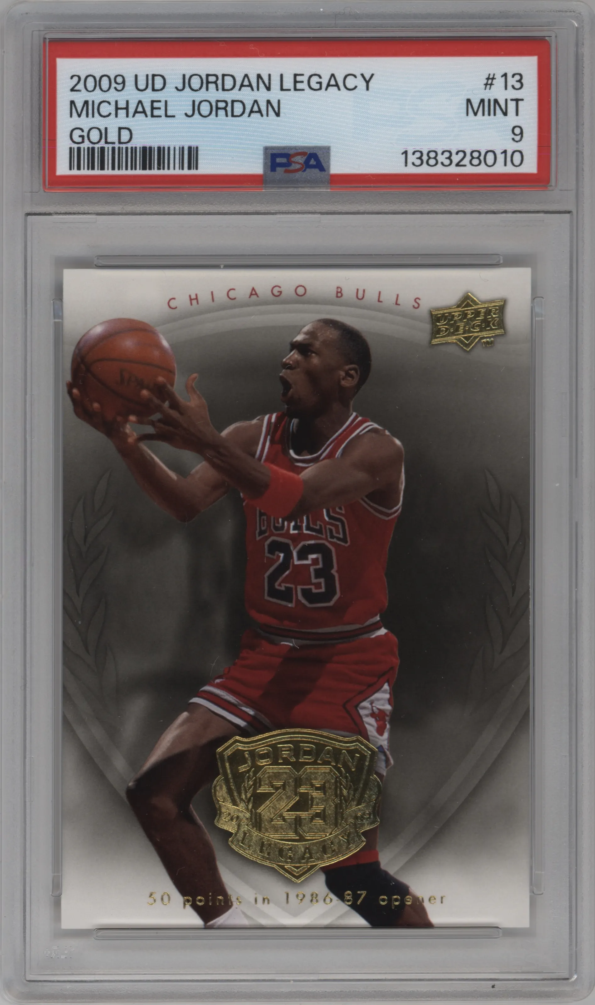 2009 Upper Deck Michael Jordan Legacy Collection Hall of Fame Edition Michael Jordan Gold PSA 9