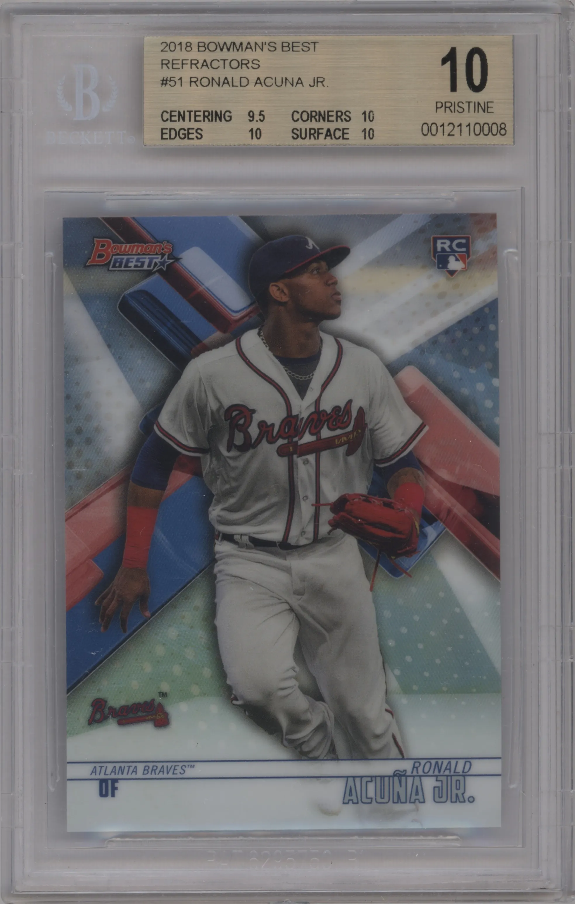 2018 Bowman’s Best Ronald Acuna Jr. Refractor #51 BGS 10