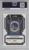 Moses Moody from the 2021-22 Panini Prizm  set featuring a Choice Prizm parallel graded by PSA and given an overall grade of 8.