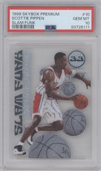 Scottie Pippen from the 1998-99 Skybox Premium set graded by PSA and given an overall grade of 10.