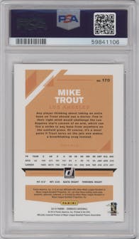 Mike Trout from the 2019 Donruss set graded by PSA and given an overall grade of 10.