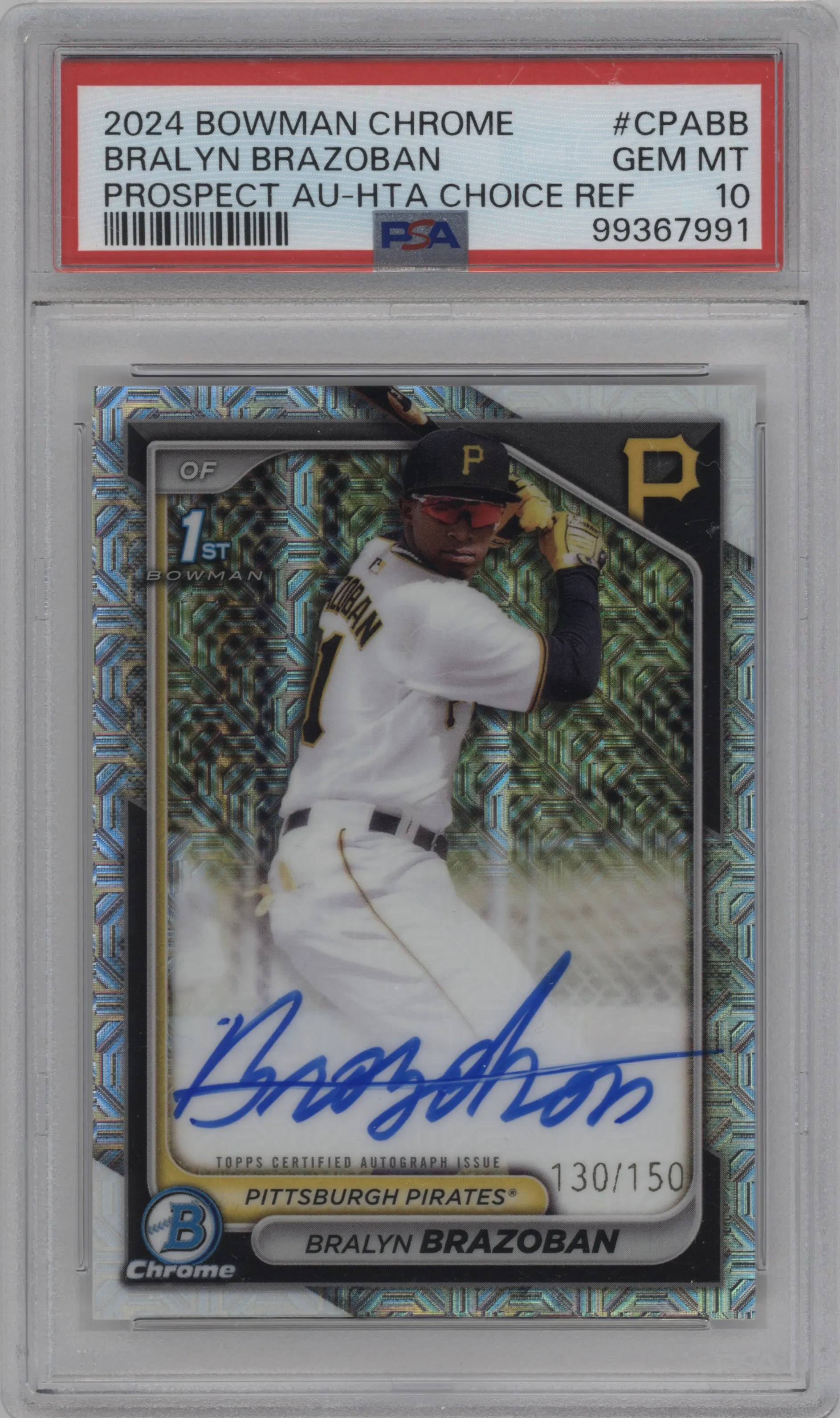 2024 Bowman Chrome Chr.Pros.Auto Bralyn Brazoban HTA Choice Refractor PSA 10