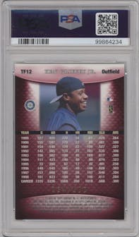 Ken Griffey Jr. from the 1999 Topps Finest set featuring a Red parallel graded by PSA and given an overall grade of 9.