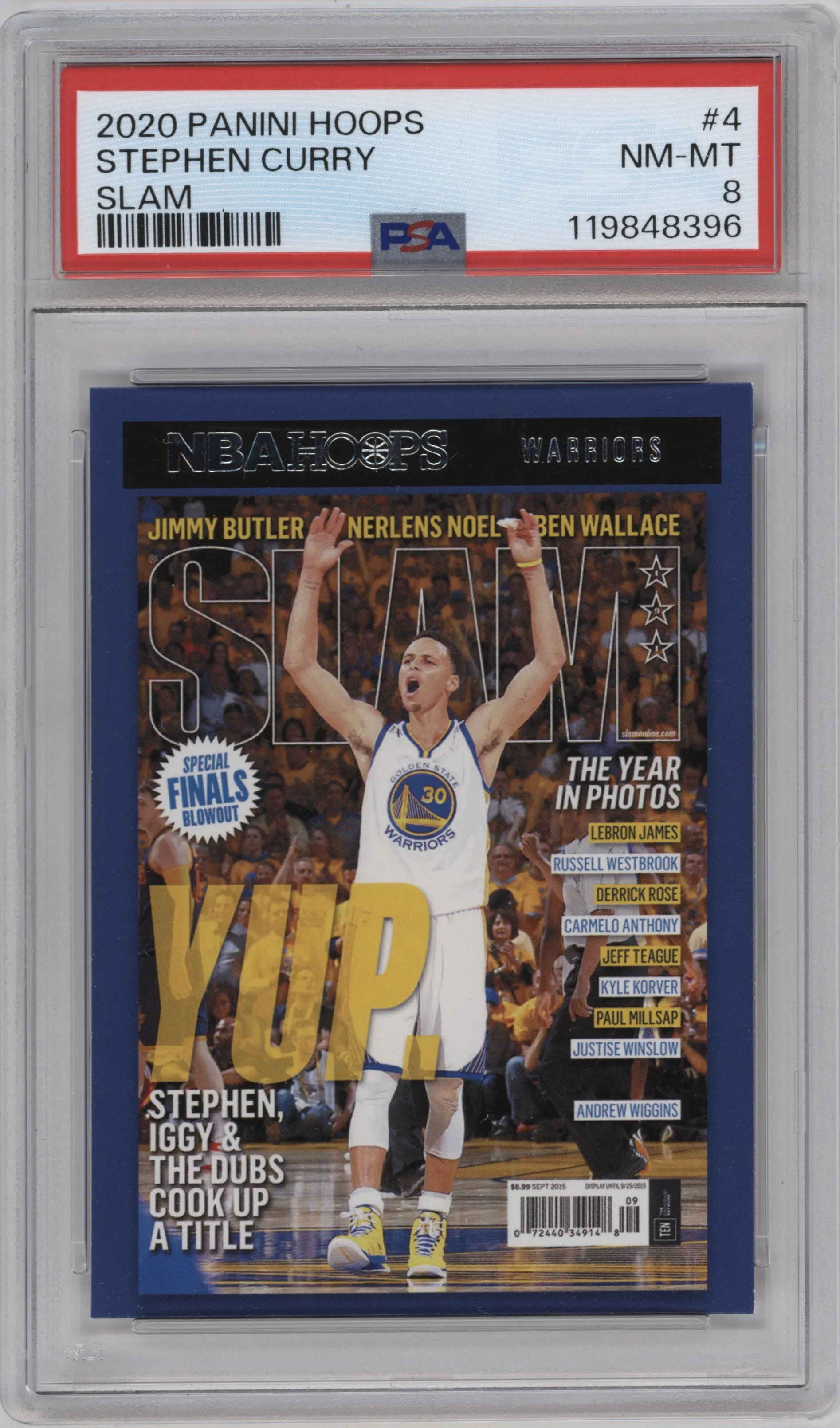 2020 Panini NBA Hoops SLAM Stephen Curry #4 PSA 8