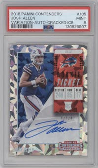 Josh Allen from the 2018 Panini Contenders set featuring a Cracked Ice parallel graded by PSA and given an overall grade of 9.