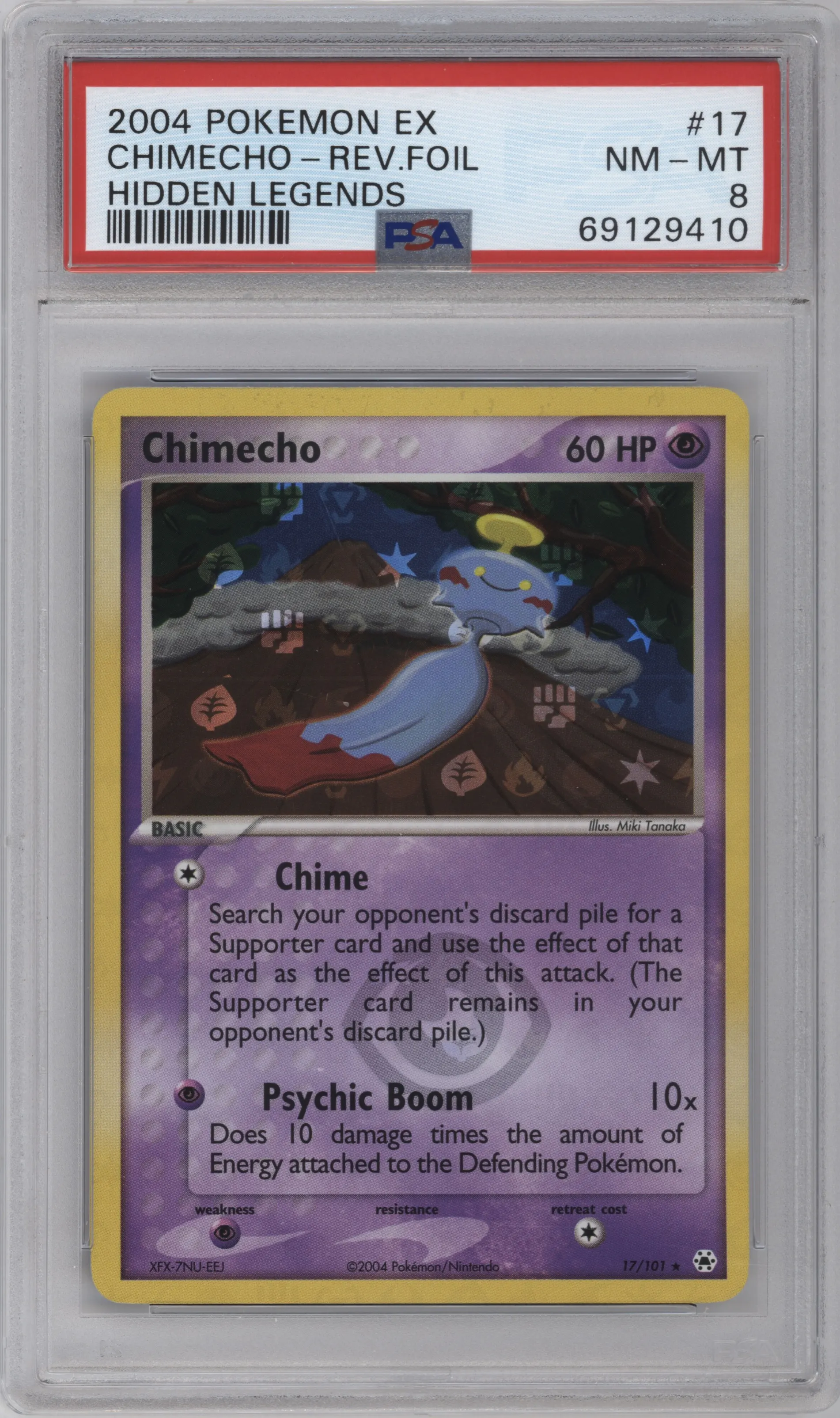 2004 Pokemon EX Hidden Legends Chimecho #17 PSA 8
