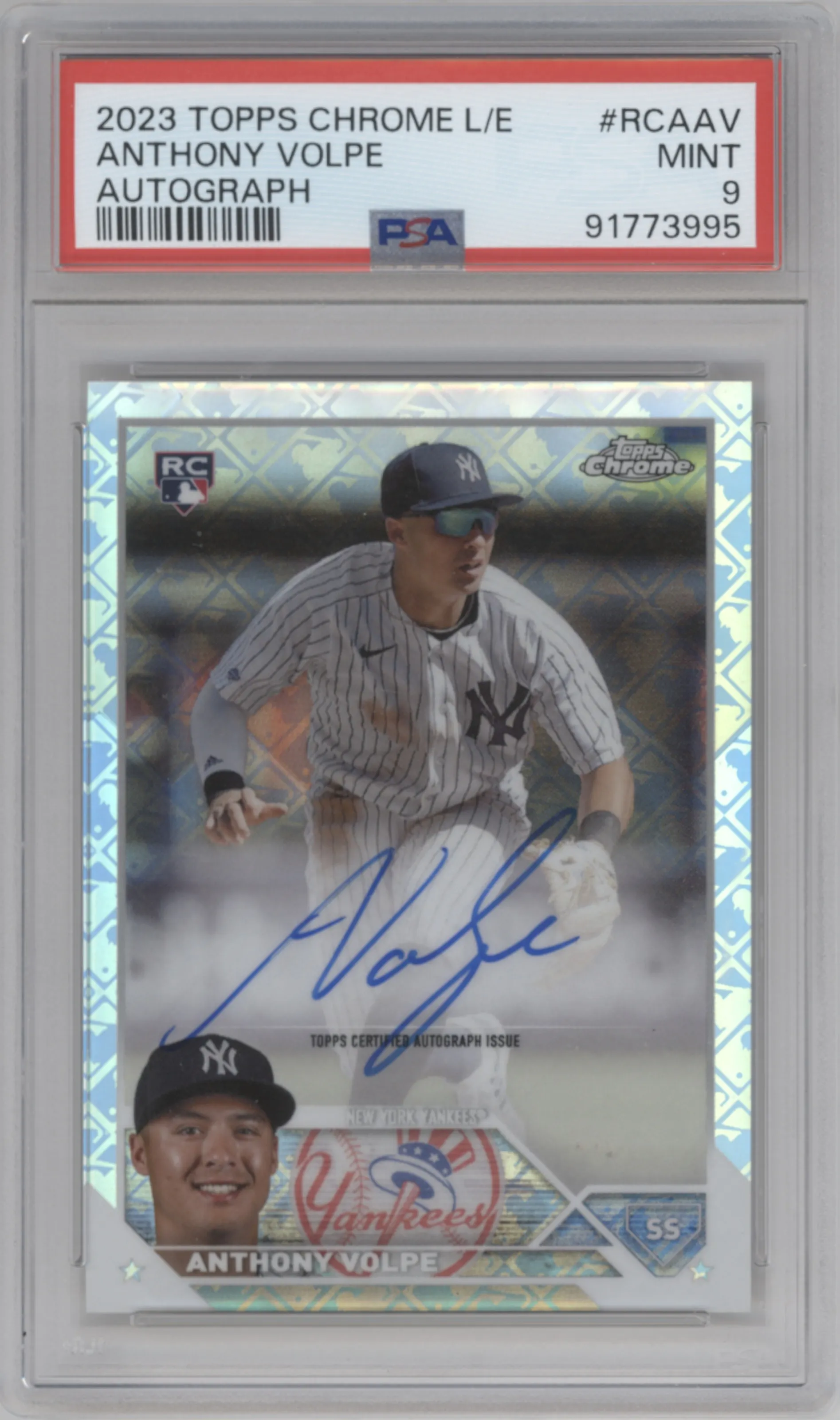 2023 Topps Chrome Logofractor Edition Chrome Auto Anthony Volpe #RCA-AV PSA 9