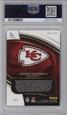 Patrick Mahomes II from the 2018 Panini Select set featuring a Neon Orange Pulsar FOTL parallel graded by PSA and given an overall grade of 9.