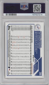 Freddie Freeman from the 2023 Topps Chrome Sapphire set featuring a Red parallel graded by PSA and given an overall grade of 10.