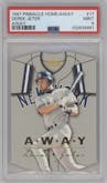 Derek Jeter from the 1997 Pinnacle set graded by PSA and given an overall grade of 9.