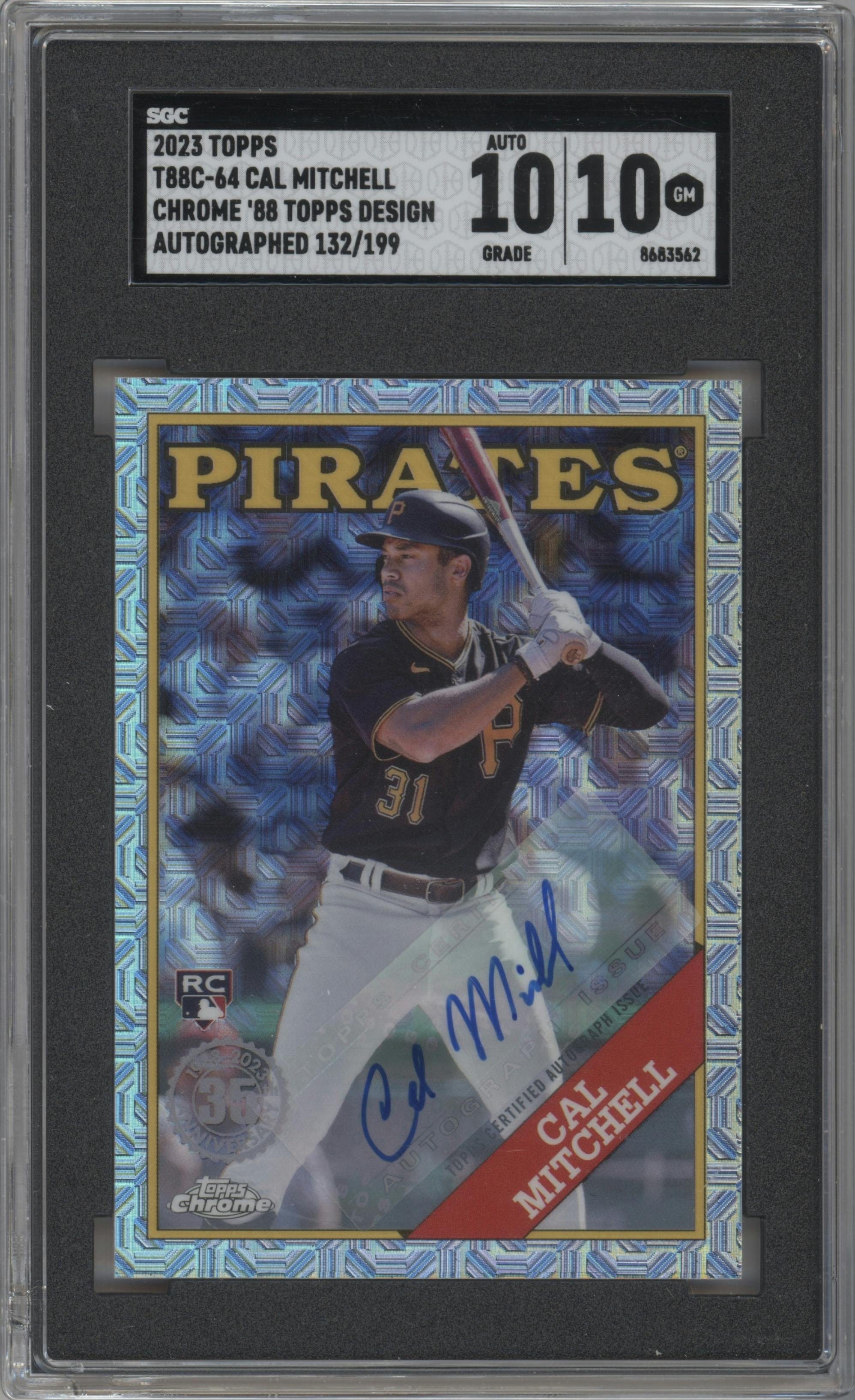 Cal Mitchell from the 2023 Topps Silver Pack set graded by SGC and given an overall grade of 10.