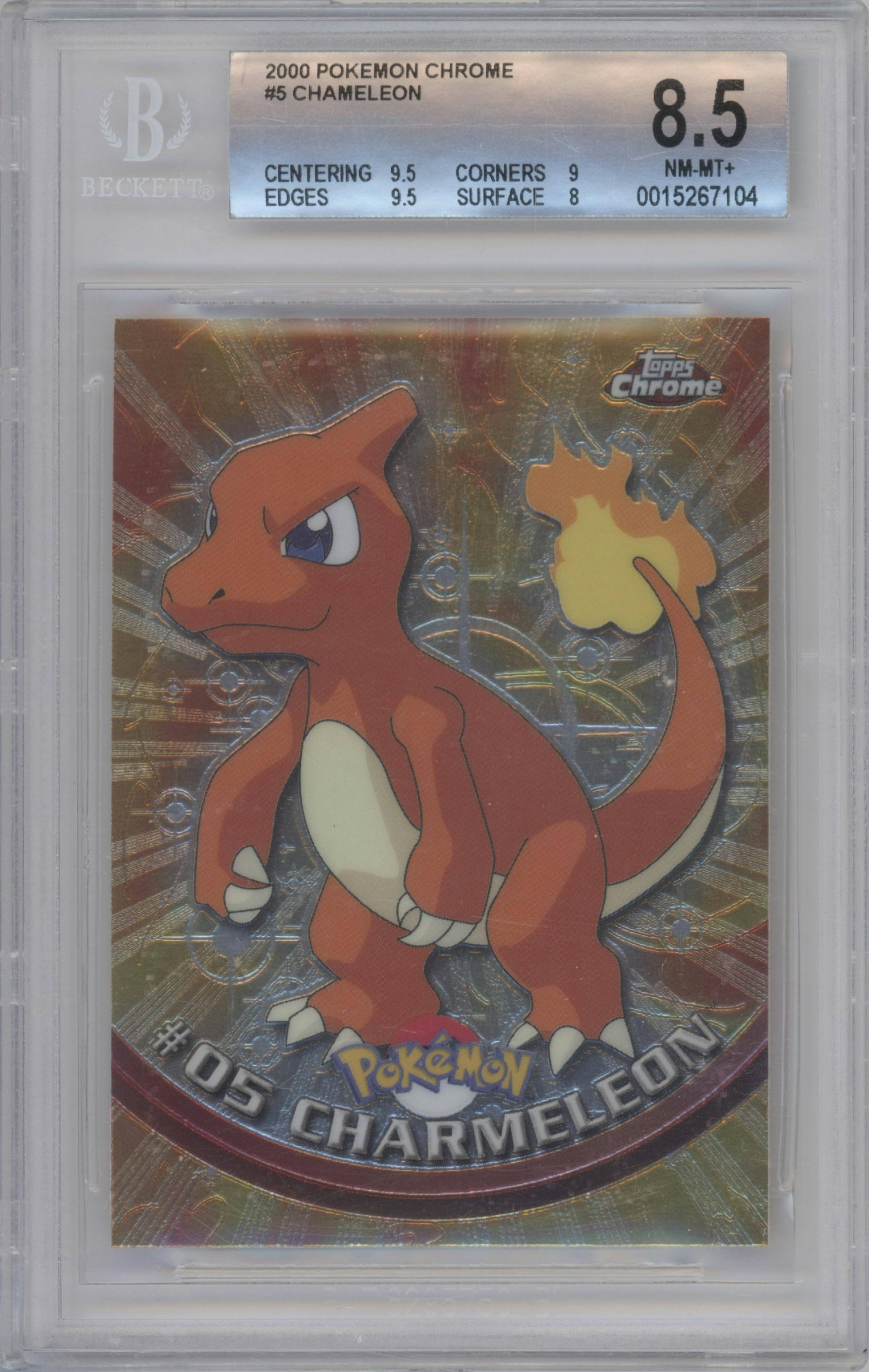 Charmeleon from the 2000 Topps Chrome set graded by Beckett and given an overall grade of 8.5.