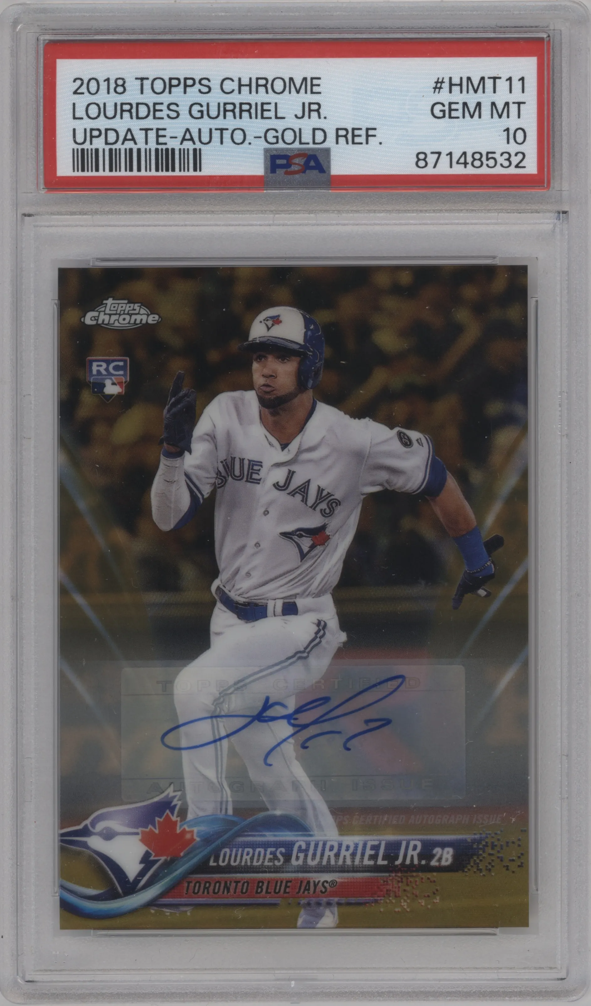 2018 Topps Chrome Update Auto Lourdes Gurriel Jr. Gold Refractor #HMT11 PSA 10