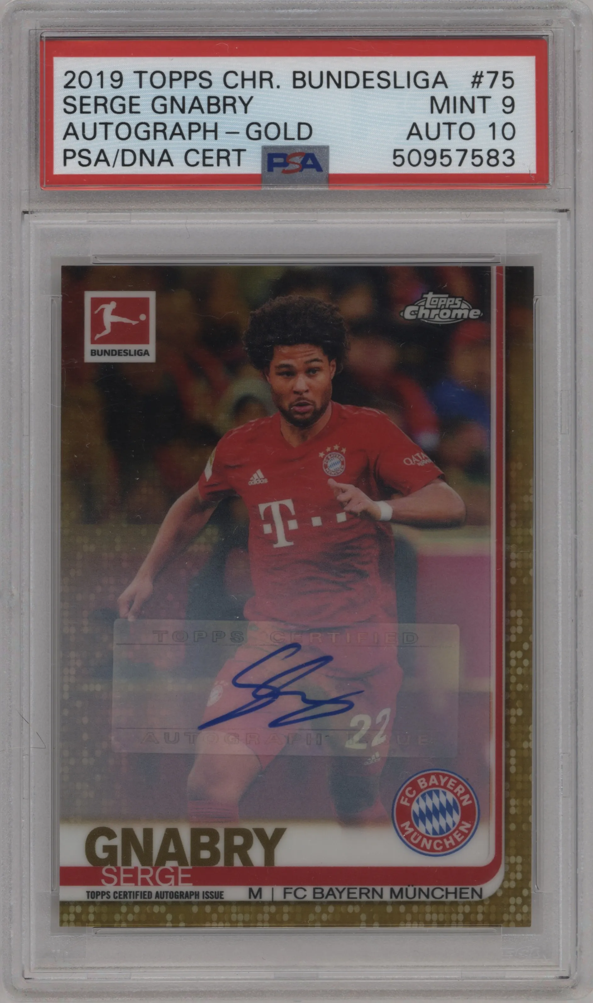 2019 Topps Chrome Bundesliga Autograph Serge Gnabry Gold Refractor PSA 9