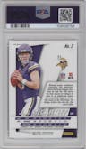 J.J. McCarthy from the 2024 Panini Prizm set graded by PSA and given an overall grade of 10.