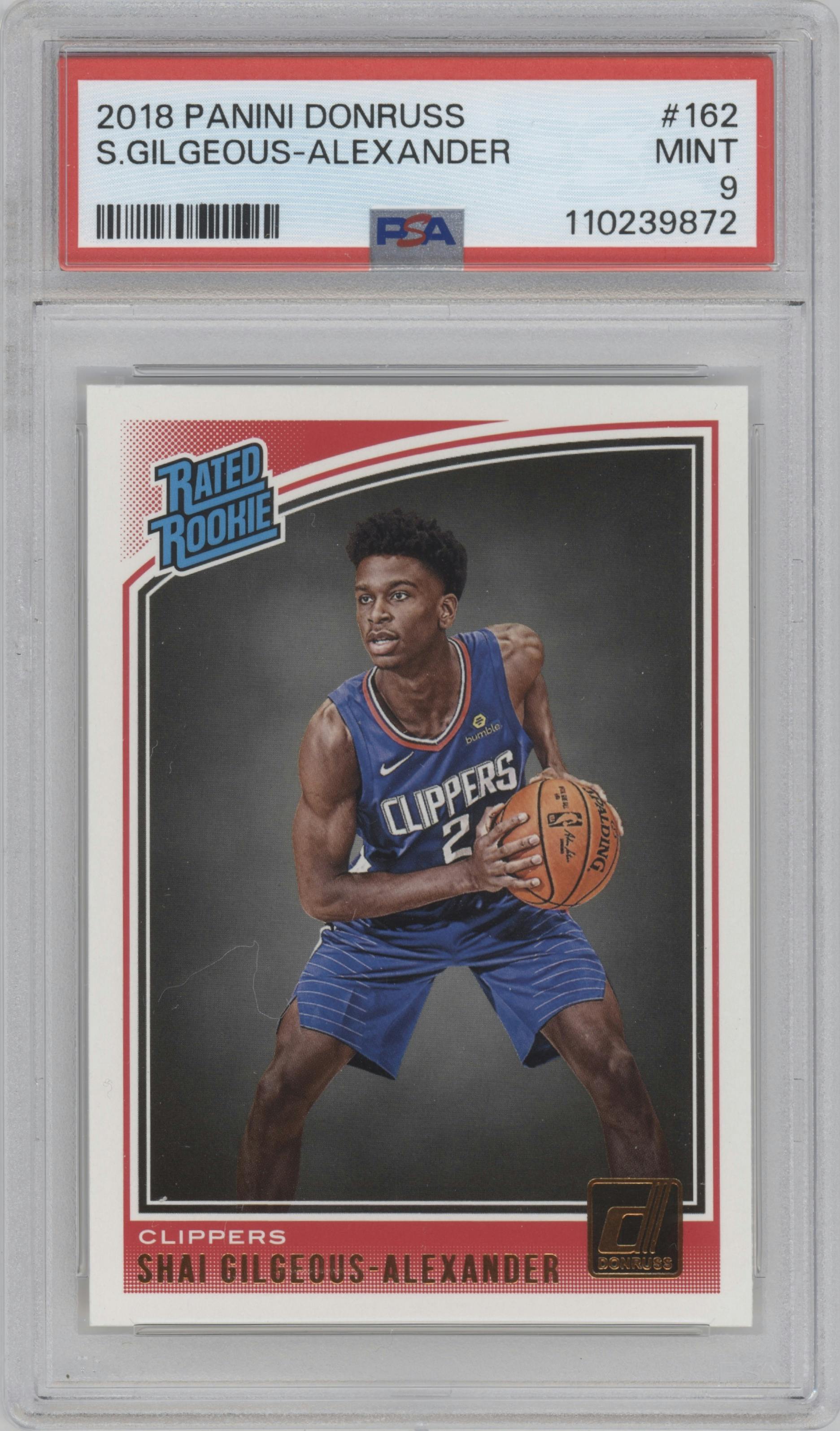 Shai Gilgeous-Alexander from the 2018-19 Panini Donruss  set graded by PSA and given an overall grade of 9.