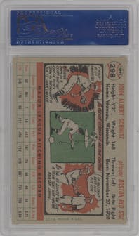 Johnny Schmitz from the 1956 Topps set graded by PSA and given an overall grade of 6.
