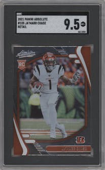 Ja'Marr Chase from the 2021 Panini Absolute set graded by SGC and given an overall grade of 9.5.