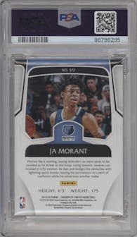 Ja Morant from the 2019-20 Panini Chronicles  set featuring a Red parallel graded by PSA and given an overall grade of 9.