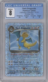 Dark Dragonite from the 2002 Pokemon  set graded by CSG and given an overall grade of 8.