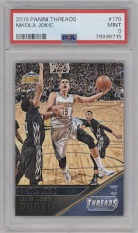 Nikola Jokic from the 2015-16 Panini Threads set graded by PSA and given an overall grade of 9.