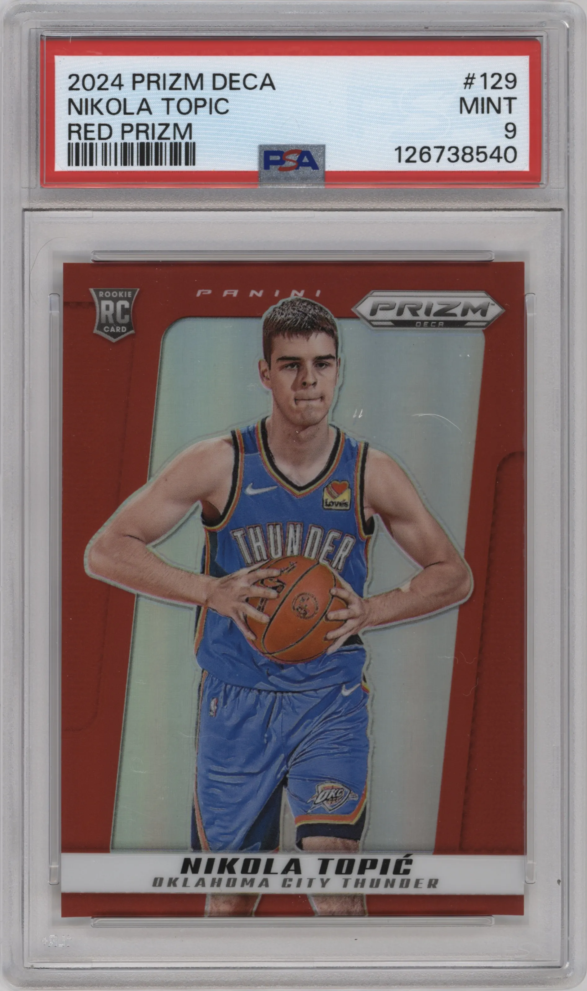 2024 Panini Prizm Deca Nikola Topic Red Prizm PSA 9