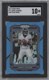 Lamar Jackson from the 2022 Panini Prizm set featuring a Light Blue Prizm parallel graded by SGC and given an overall grade of 10.