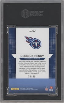 Derrick Henry from the 2016 Panini National Convention VIP set featuring a Hyper Plaid parallel graded by SGC and given an overall grade of 9.