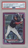Walker Jenkins from the 2024 Bowman Mega Box set featuring a Fuchsia Refractor parallel graded by PSA and given an overall grade of 10.