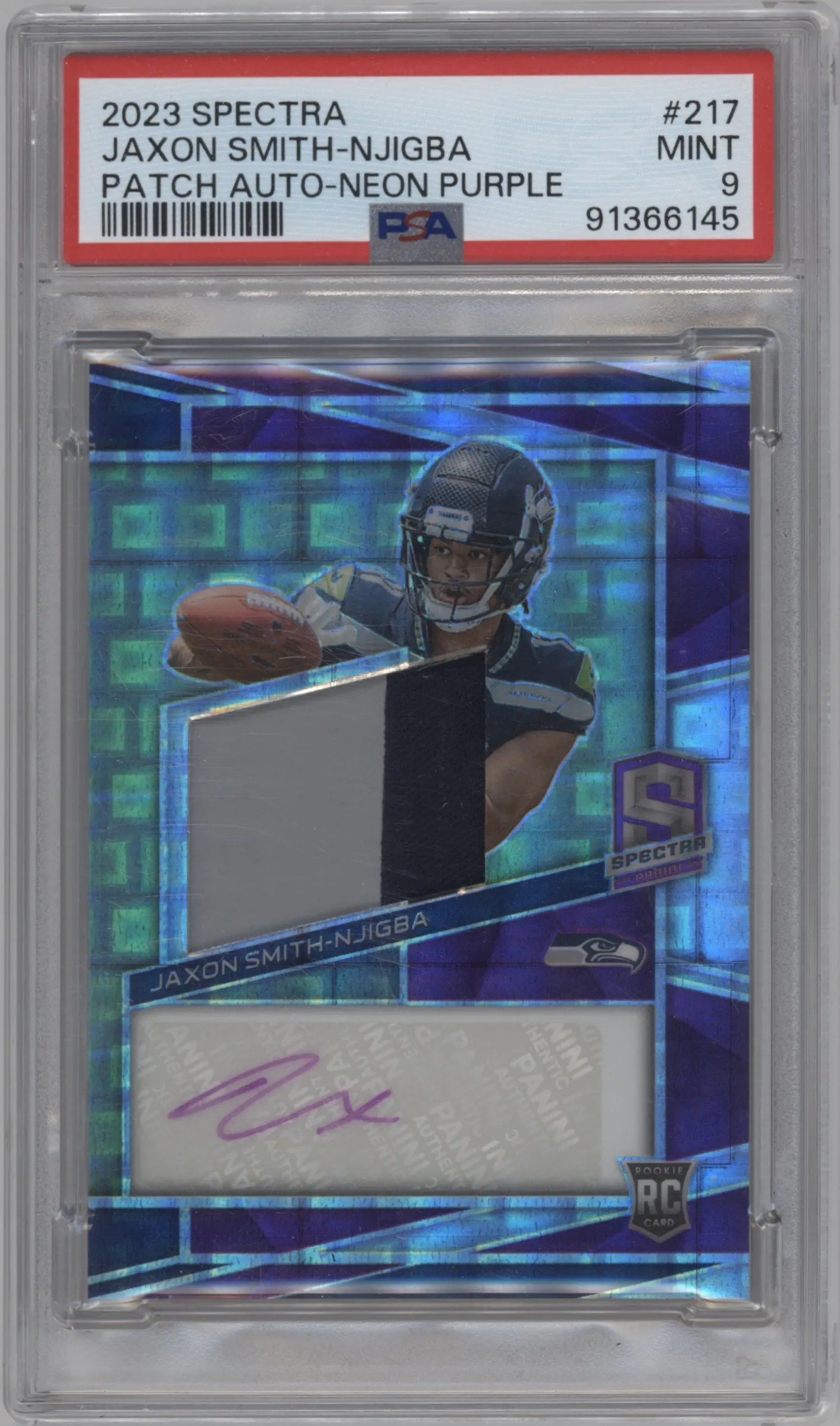 2023 Panini Spectra RPA Jaxon Smith-Njigba Neon Purple #217 PSA 9