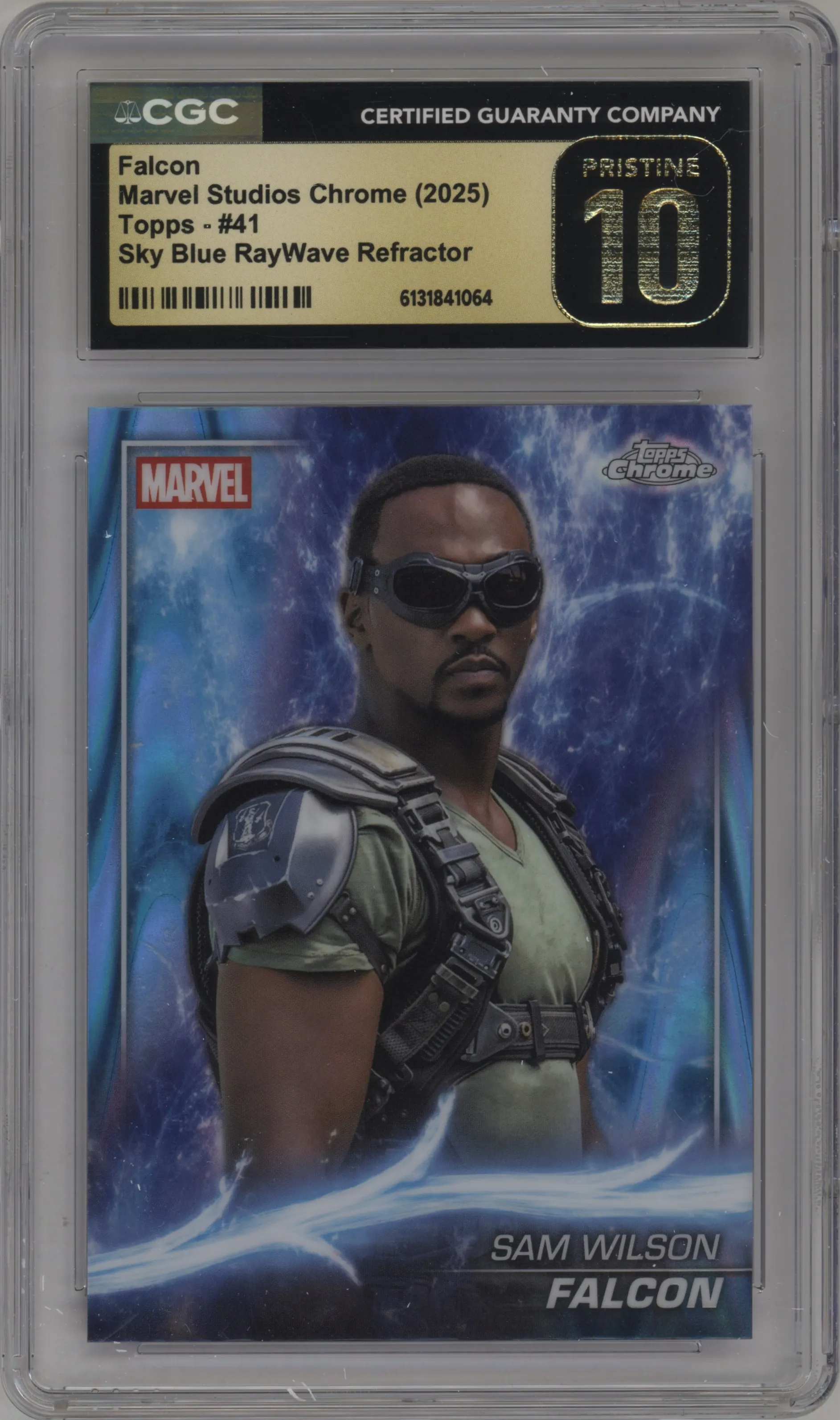 2025 Topps Chrome Marvel Studios Falcon Sky Blue RayWave Refractor CGC 10