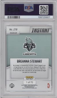 Breanna Stewart from the 2024-25 Panini Instant WNBA set graded by PSA and given an overall grade of 10.