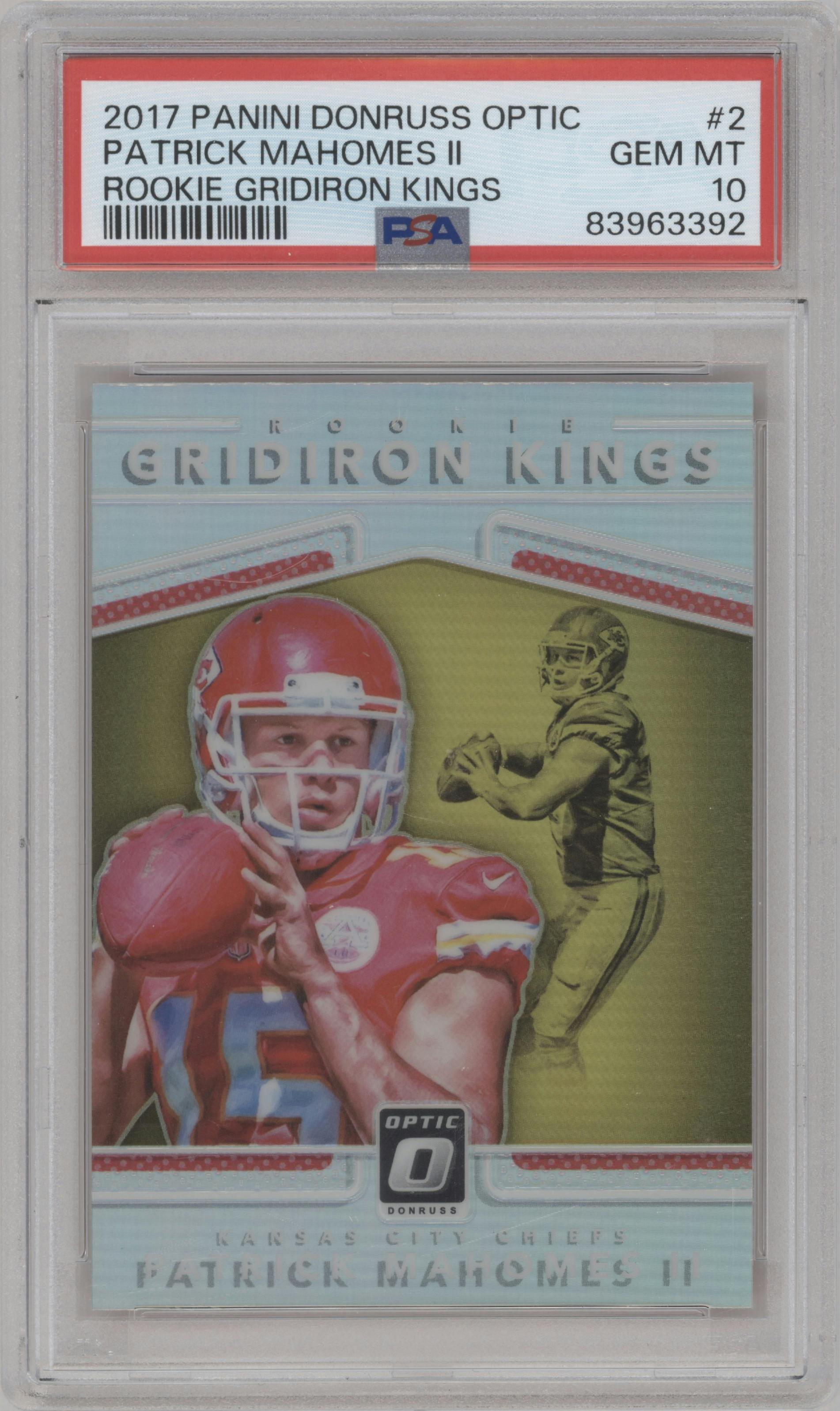 Patrick Mahomes II from the 2017 Panini Donruss Optic set graded by PSA and given an overall grade of 10.