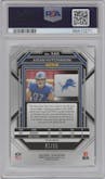 Aidan Hutchinson from the 2022 Panini Prizm set featuring a Blue Ice parallel graded by PSA and given an overall grade of 9.