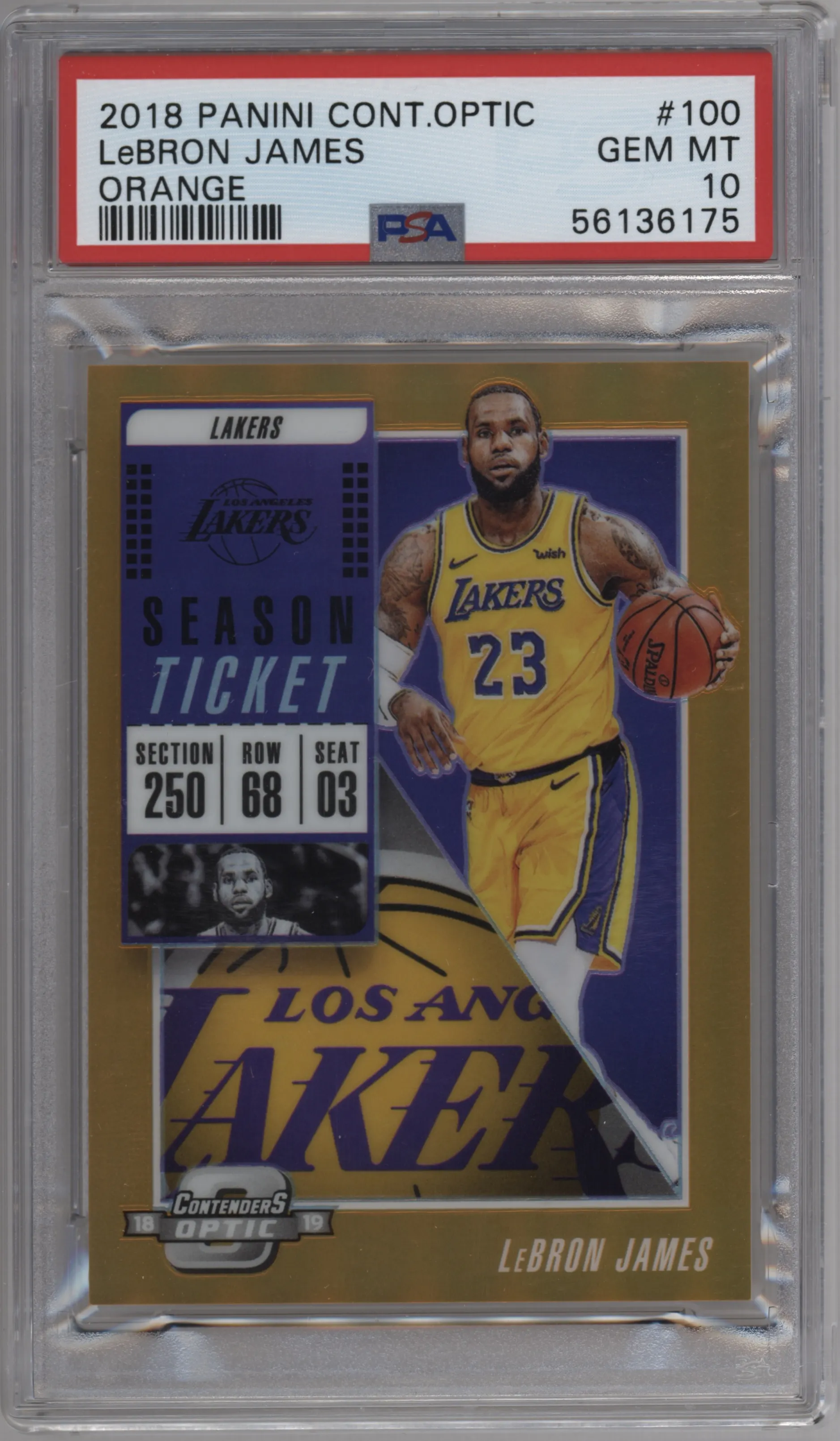 2018 Panini Contenders Optic LeBron James Orange #100 PSA 10