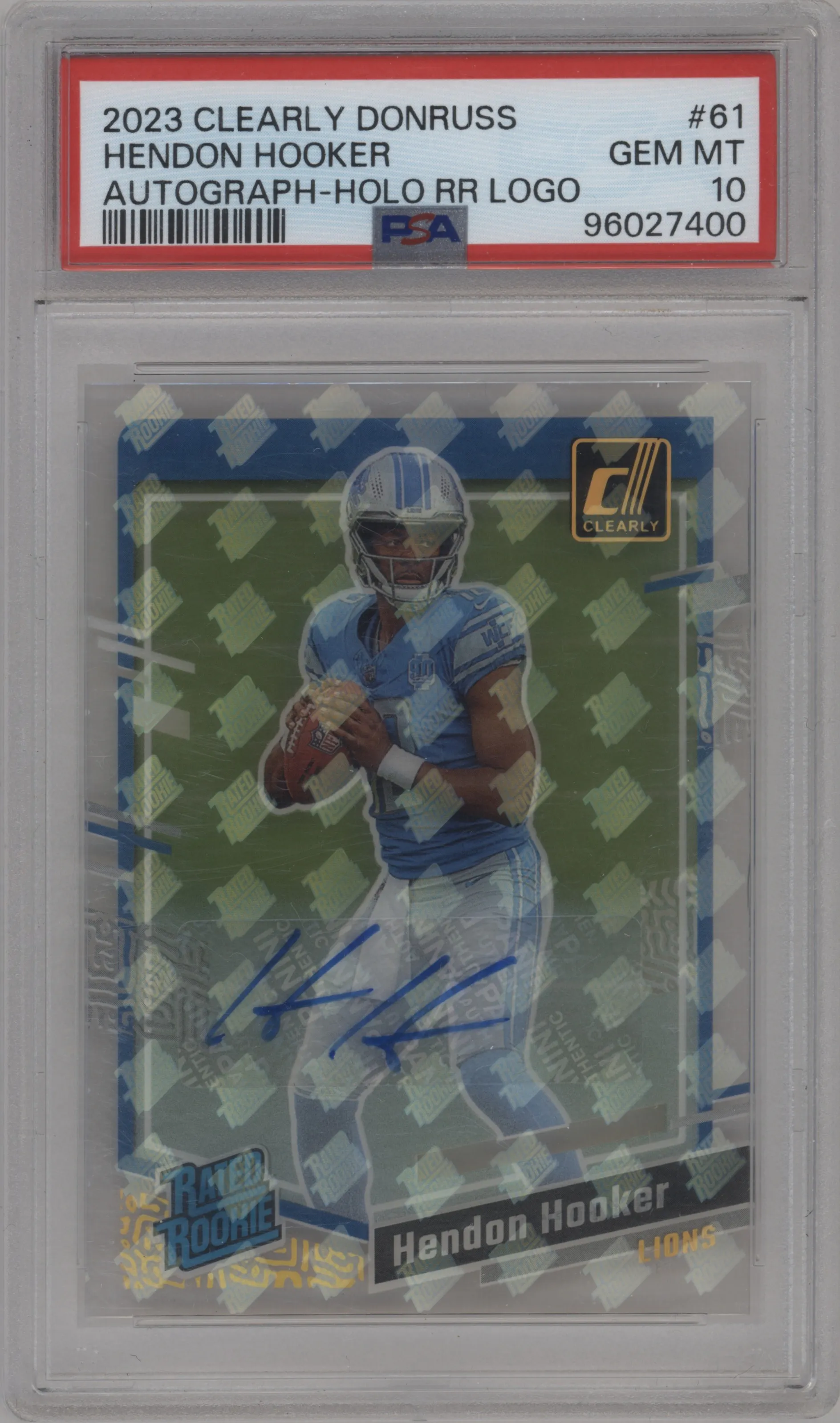 2023 Clearly Donruss Rtd.Rke.Auto Hendon Hooker Holo RR Logo #61 PSA 10