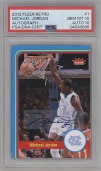 Michael Jordan from the 2012-13 Fleer Retro set graded by PSA and given an overall grade of 10.