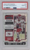 Patrick Mahomes II from the 2023 Panini Contenders set graded by PSA and given an overall grade of 10.