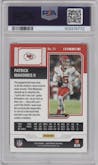 Patrick Mahomes II from the 2023 Panini Contenders set graded by PSA and given an overall grade of 10.