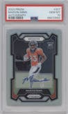 Marvin Mims from the 2023 Panini Prizm set graded by PSA and given an overall grade of 10.