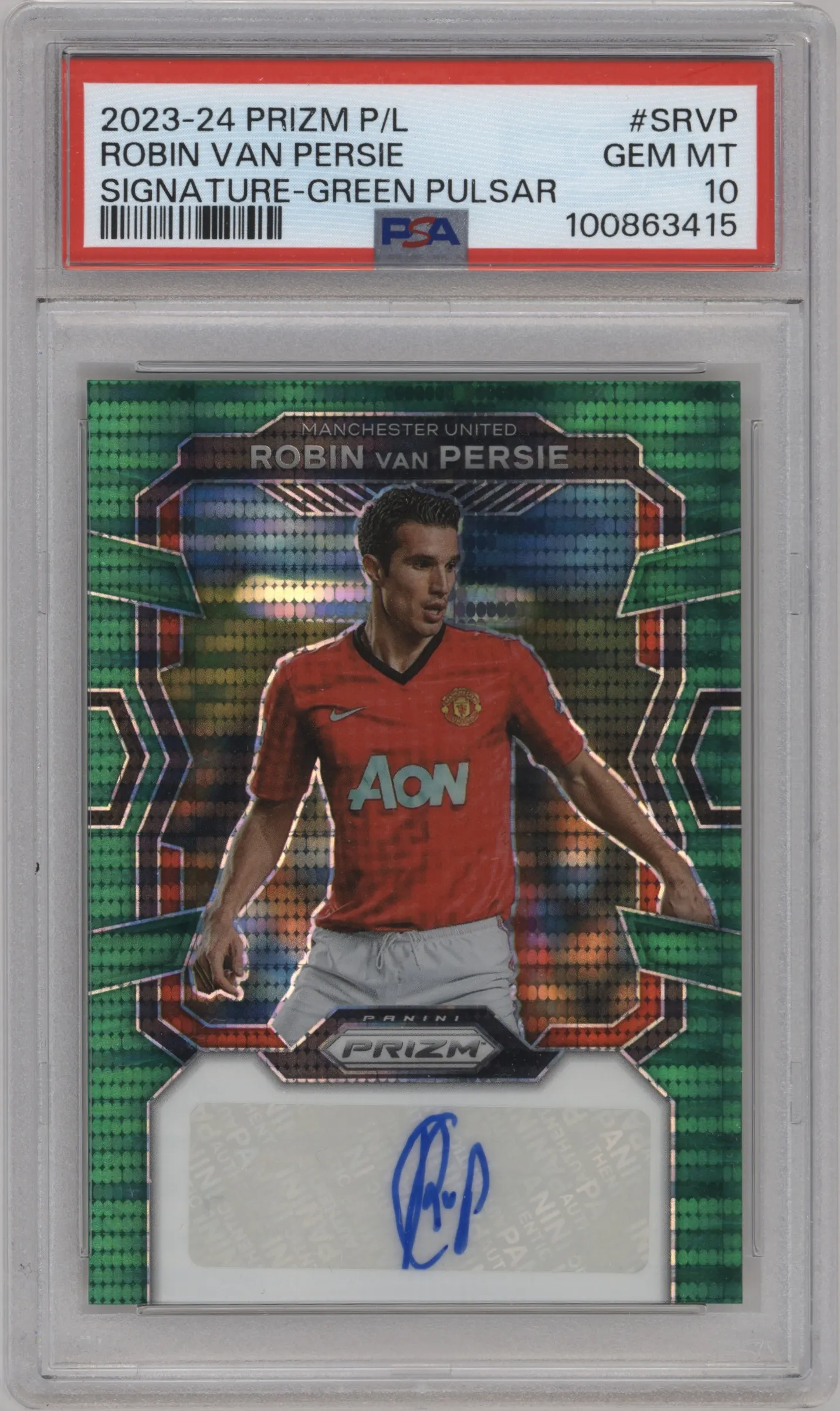 2023 Panini Prizm Premier League Sig. Robin van Persie Green Pulsar #S-RVP PSA 10