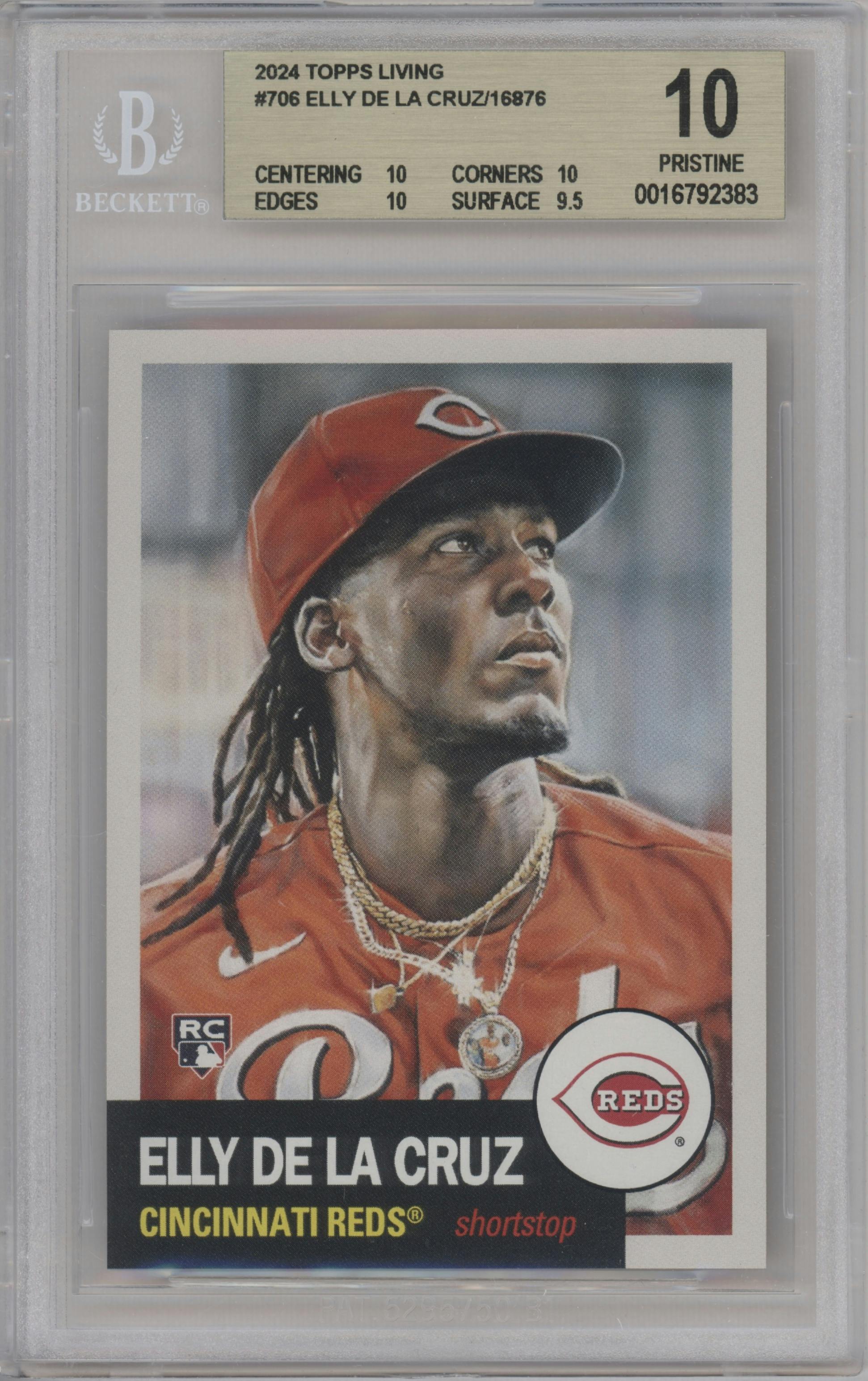 Elly De La Cruz from the Ultimate Topps Living Set   set graded by Beckett and given an overall grade of 10.