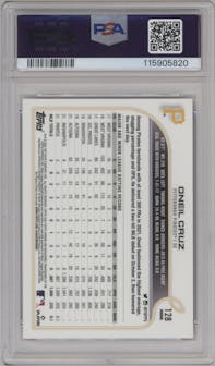 Oneil Cruz from the 2022 Topps Chrome set featuring a Pink Refractor parallel graded by PSA and given an overall grade of 10.