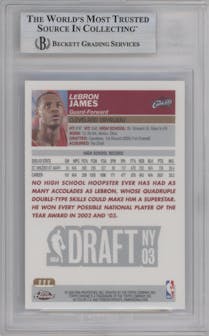 LeBron James from the 2003-04 Topps Chrome set graded by Beckett and given an overall grade of 8.5.